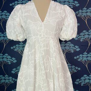 NWT Christian LaCroix White Embroidered Flirty Bubble Dress 100% Cotton Size S